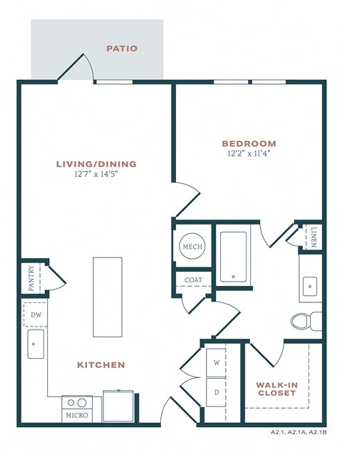 a floor plan of a unit with a bedroom and a living room